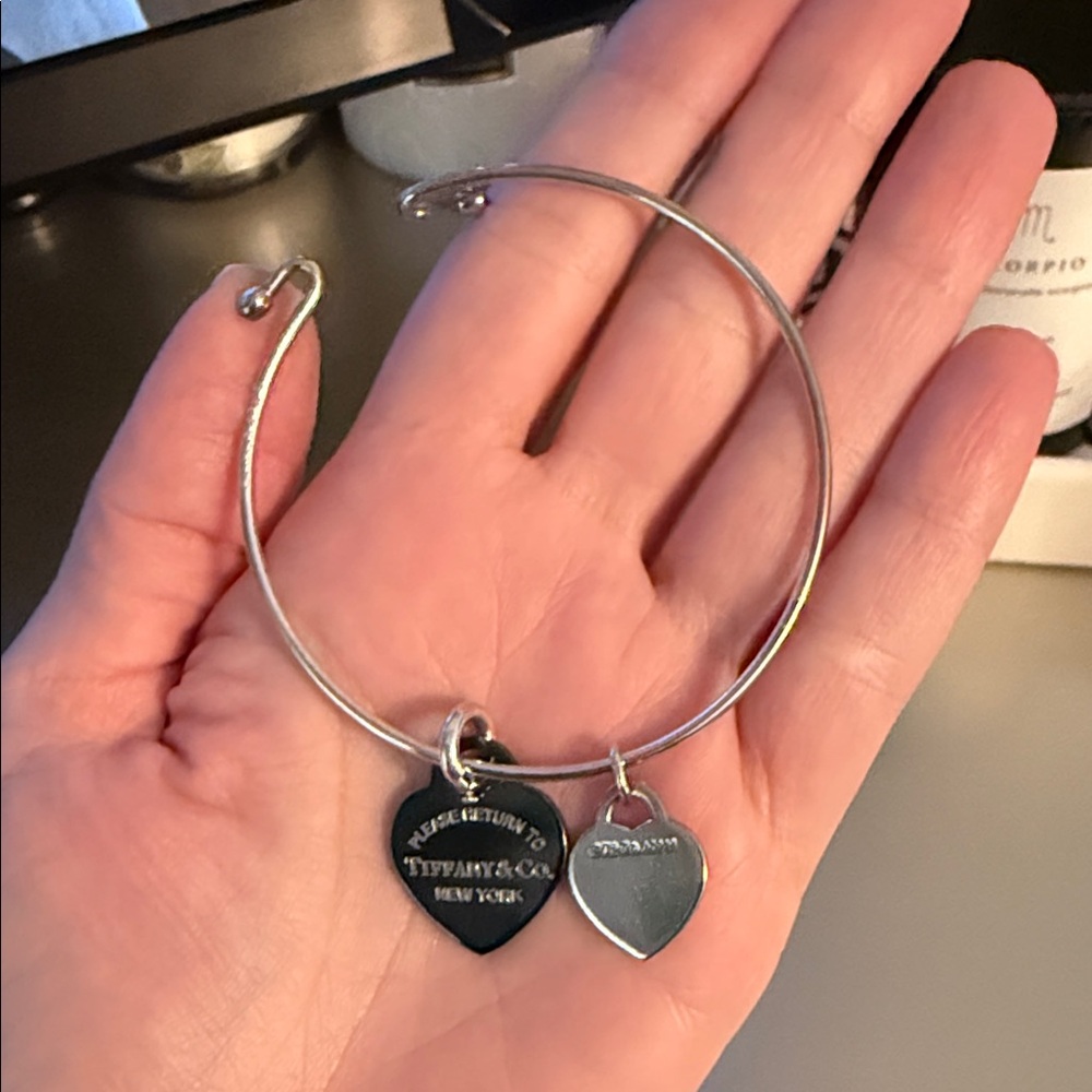 Tiffany & Co. Silver Heart Charm Bangle